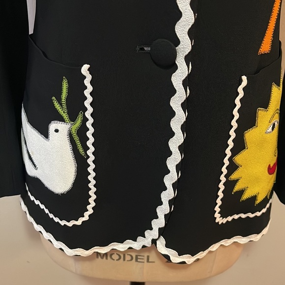 Moschino Rickrack Black Blazer The Nanny Iris Apfel Sun Dove Palm Tree - Picture 4 of 16